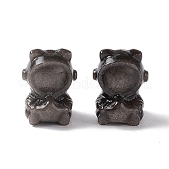 Натуральные серебряные бусины из обсидиана G-G859-04