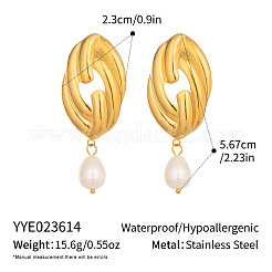 Pendientes colgantes de perlas de agua dulce de acero inoxidable 304 para mujer&nbsp;EE7584