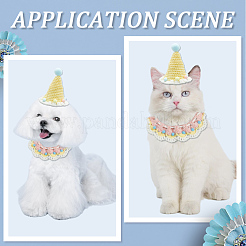 Комплекты из хлопкового ошейника для кошек и шапочки для питомцев&nbsp;AJEW-WH20006-344B