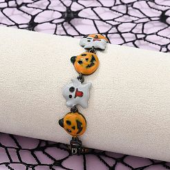 Браслеты из латуни и эмали для женщин на Хэллоуин BJEW-B149-01