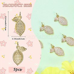 5pcs pendentifs en laiton micro pavé de zircone cubique&nbsp;ZIRC-SZ0005-34