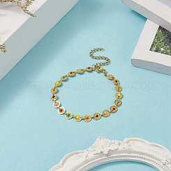 Красочный браслет-цепочка с цветочными звеньями из эмали BJEW-JB09940