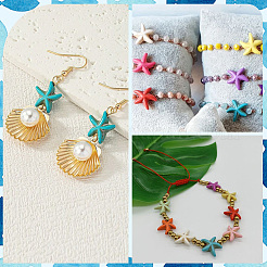 120шт 6 стиля окрашенные синтетические бирюзовые бусины G-SC0003-48