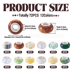 72 Stück 12 Farben Weihnachtsmotiv Harz Unterlegscheibe European Beads&nbsp;RESI-TA0004-88