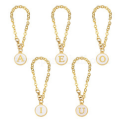 5 Stück 5 Stile flach rund mit Buchstabenlegierung Emaille Weinglas Charms&nbsp;HJEW-TA0001-14