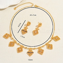 Vintage-Halskette und Ohrstecker im ethnischen Stil aus einer Legierung mit Zirkonia-Steinen und floralem Filigranmuster für Damen&nbsp;JI8843