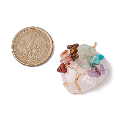 Natürlicher Rosenquarz mit Kupferdraht umwickelter Herzanhänger&nbsp;PALLOY-JF02847-01
