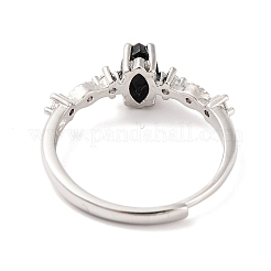 Pferdeauge natürlicher schwarzer Onyx verstellbare Ringe&nbsp;RJEW-Q817-02P-09