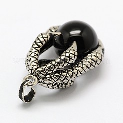 Винтажные подвески из натурального крашеного и нагретого черного агата&nbsp;G-M038-03B