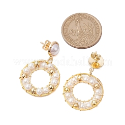 Boucles d'oreilles pendantes en perles de coquille d'anneau&nbsp;EJEW-TA00511