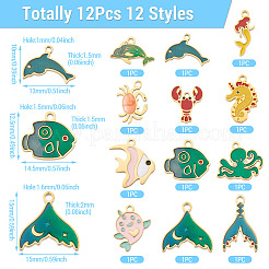 12 шт. 12 стиля эмалевых подвесок из нержавеющей стали 304&nbsp;STAS-TA0001-43