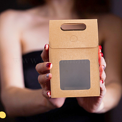 Складные бумажные подарочные пакеты с дырявой ручкой и пластиковым видимым окошком ABAG-WH0044-35A