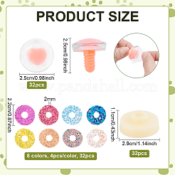 DIY 人形の目を作るキット  PPセーフティアイ付き  パッドとガスケット  ミスティローズ  25x25mm&nbsp;DIY-WH0622-664A