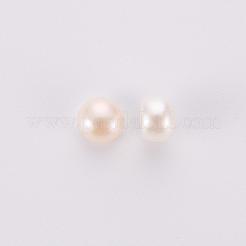 天然な培養された淡水パールビーズ  グレード3 A  片穴  ロンデル  フローラルホワイト  5x4mm  穴：0.8mm&nbsp;X-PEAR-P056-059B