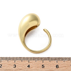 Латунная каплевидная открытая манжета с покрытием для стойки для женщин&nbsp;X-RJEW-A016-03G