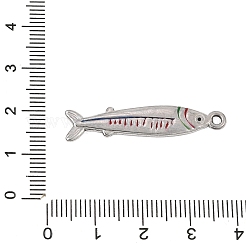 304ステンレスペンダント  エナメル  魚のチャーム  プラチナ  35x7x2mm  穴：1.6mm&nbsp;SA-CBAA487-39P