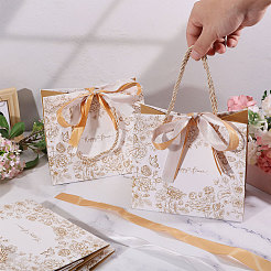 Geschenktaschen aus Papier mit Blumendruck&nbsp;ABAG-WH0044-82C