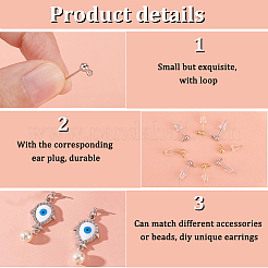 60 шт. 2-х стильная латунная серьга-гвоздик с шариком и горизонтальными петлями KK-BC0012-45