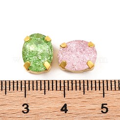 縫い付けラインストーン  ガラスクリスタルラインストーンマルチ連リンク  真鍮製爪付き台座付き  衣料品アクセサリー  多面カット  オーバル  ゴールドカラー  10x8x5.5mm  穴：0.9mm&nbsp;EGLA-F162-14G