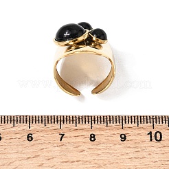 女性用304ステンレススチールオープンカフリング  オーバル  合成ターコイズ付き  ゴールドカラー  30.5mm  内径：18.2mm&nbsp;RJEW-K258-14G