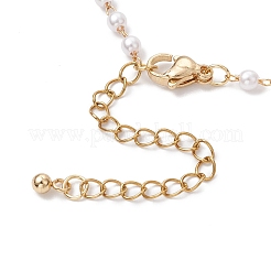 Изготовление браслета-цепочки ручной работы из латуни и круглого АБС-пластика с имитацией жемчуга AJEW-JB01326