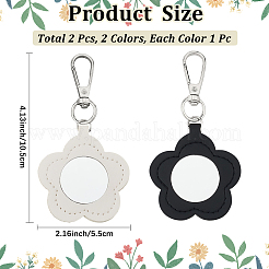 2個 2色 PUレザーペンダント装飾  ガラスミラー付き  花  ミックスカラー  105x55mm  1pc /カラー&nbsp;HJEW-CL0001-16A