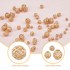 120 шт. 3 стиля полые латунные бусины&nbsp;KK-HY0001-70