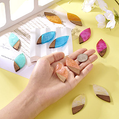 12шт 6 цвета прозрачной смолы и орехового дерева большие подвески&nbsp;RESI-TA0003-42