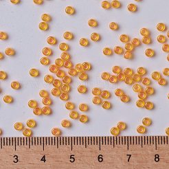 MIYUKIラウンドロカイユビーズ  日本製シードビーズ  （rr385)ファンシーライニングオレンジ  8/0  3mm  穴：1mm  約422~455PCS /ボトル  10 G /ボトル&nbsp;SEED-JP0009-RR0385