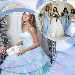 Плиссированная кружевная лента из органзы градиентного цвета&nbsp;DIY-GA0005-88C