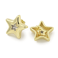 Boucles d'oreilles en laiton avec micro pavé de zircons cubiques pour femmes&nbsp;EJEW-E312-01A-G