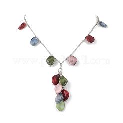 Разноцветные самородки акриловый кулон 304 нержавеющая сталь трос цепи ожерелья NJEW-JN05303