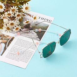 アクリル眼鏡チェーン  眼鏡用ネックストラップ  合金カニカンとラバーループエンド付き  花  プラチナ  ミックスカラー  23.43インチ（59.5cm）&nbsp;AJEW-EH00350