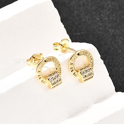 Кольцо серьги-гвоздики из латуни с микропаве и прозрачным цирконием&nbsp;EJEW-A135-14G