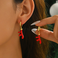 Серьги-кольца с оленем из латуни и эмали&nbsp;KX0069