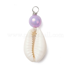 Подвески из натуральной ракушки каури и круглого акрила&nbsp;PALLOY-JF03809-01