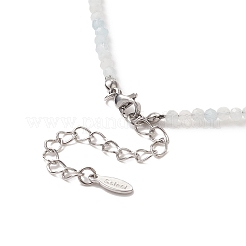 Ожерелье с кулоном в виде черепахи из прозрачного кубического циркония с цепочками из бисера из натурального аквамарина для женщин&nbsp;NJEW-JN04271-04