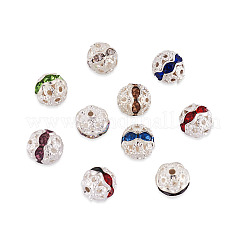 200 шт. 10-х цветные бусины из сплава со стразами FIND-CW0001-09