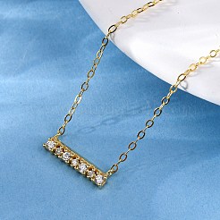 925 серебряное ожерелье с прямоугольной подвеской из микропаве из прозрачного кубического циркония для женщин&nbsp;NJEW-D316-02G