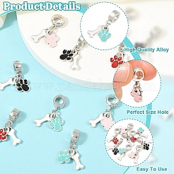 8 Stück 4 Farben Legierung Emaille europäischen baumeln Charms&nbsp;FIND-YW0013-09