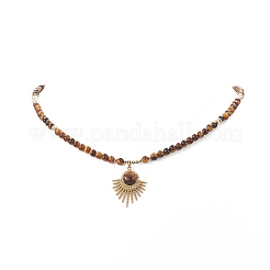 Natural Tiger collane di perline occhio&nbsp;NJEW-JN04226-04