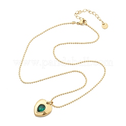 Подвеска из нержавеющей стали 304 с зеленым кубическим цирконием для женщин&nbsp;NJEW-C078-01A-G