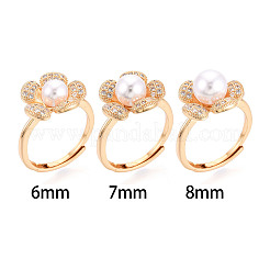 Цветочная латунь микропаве прозрачный кубический цирконий регулируемые настройки кольца KK-T076-25G