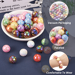 60шт 10 цвета УФ-покрытием радужные радужные акриловые бусины&nbsp;PACR-TA0001-08