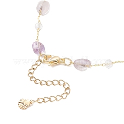 Латунные самородки из натурального аметиста ручной работы&nbsp;NJEW-JN05366-03