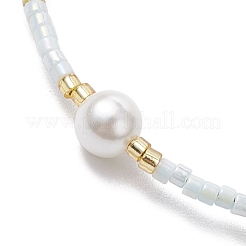 女性用ガラスシードビーズブレスレット  シェルパール＆真鍮ビーズ付き  グリーン  7-1/8インチ（18cm）&nbsp;BJEW-MZ00134-02