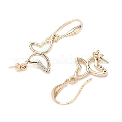 Серьги-крючки с бабочкой из латуни с микропаве из прозрачного кубического циркония&nbsp;KK-D386-17G