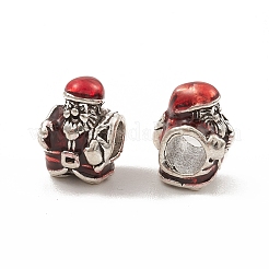 クリスマス合金エナメルヨーロッパのビーズ  大穴ビーズ  サンタクロース  アンティークシルバー  13.5x9.5x10.5mm  穴：5mm&nbsp;PALLOY-I218-11AS