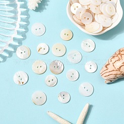 淡水貝ボタン2種類100個  フラットラウンド  貝殻色  15~18x1.5~2.5mm  穴：1.8~2mm  50個/スタイル&nbsp;BUTT-CJ0001-12
