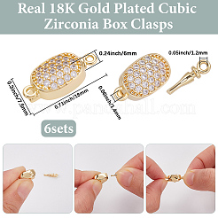 6 шт. латунные застежки-коробочки с микропаве из прозрачного кубического циркония KK-BBC0019-66
